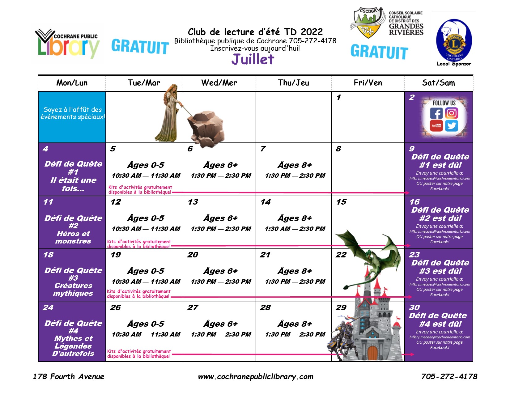 Calendar Schedule July (French)
